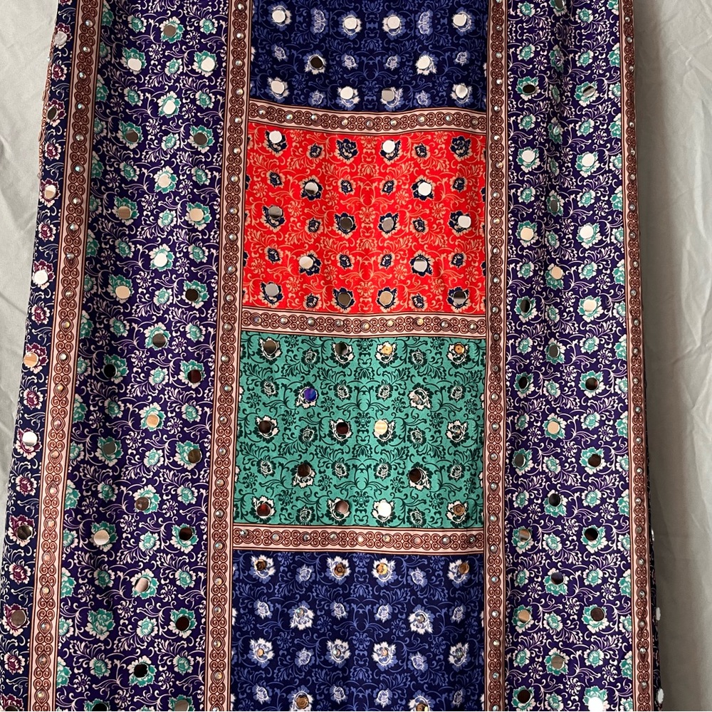 Silk Shawl Wrap Scarf Dupatta with Mirror Sequin detail Floral Filigree pattern